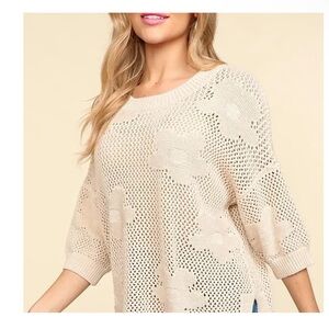 NWOT Cream cable gauge sweater, crochet size medium haptics brand P2P 22in